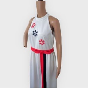 Vintage 70s White Mod Maxi Dress